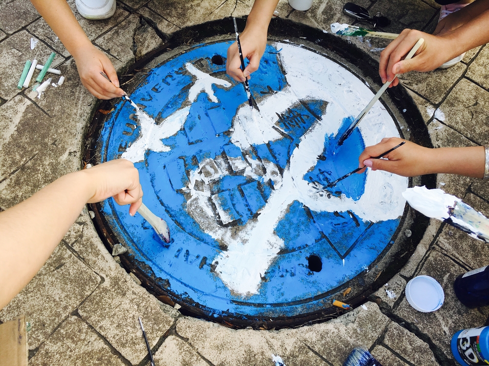 井盖绘画涂鸦展示