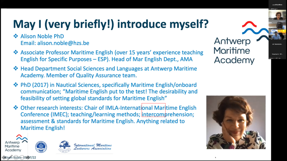 IMLA国际海事英语大会主席艾莉森·诺博（Alison Noble）为学员授课