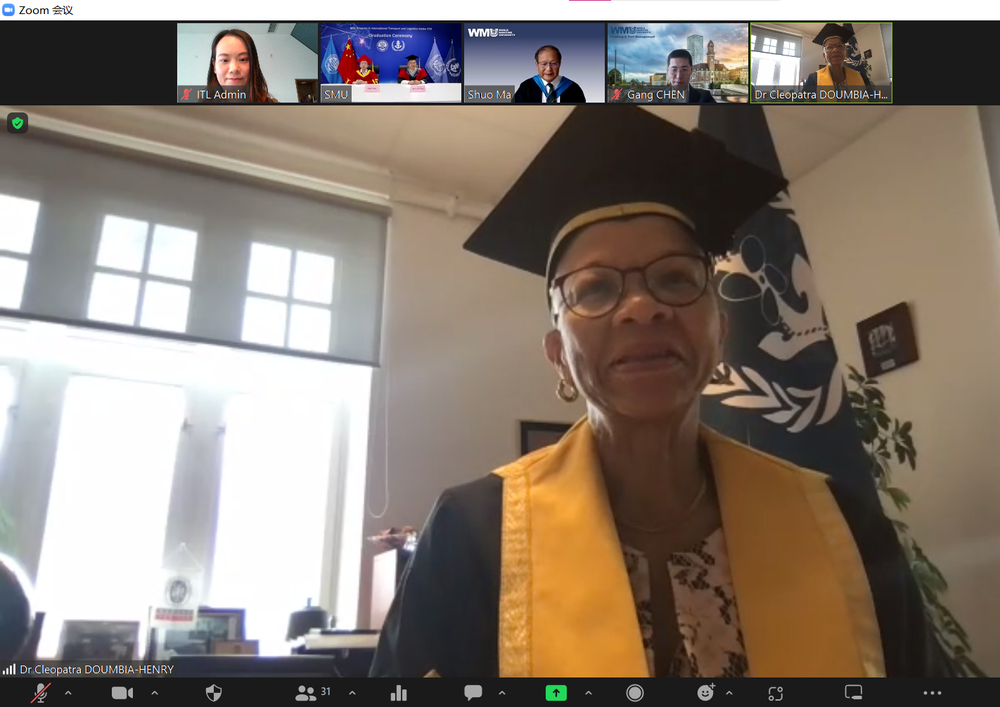 20220828231401341600.png 世界海事大学校长杜姆比亚-亨利(Cleopatra Doumbia-Henry)出席典礼并致辞